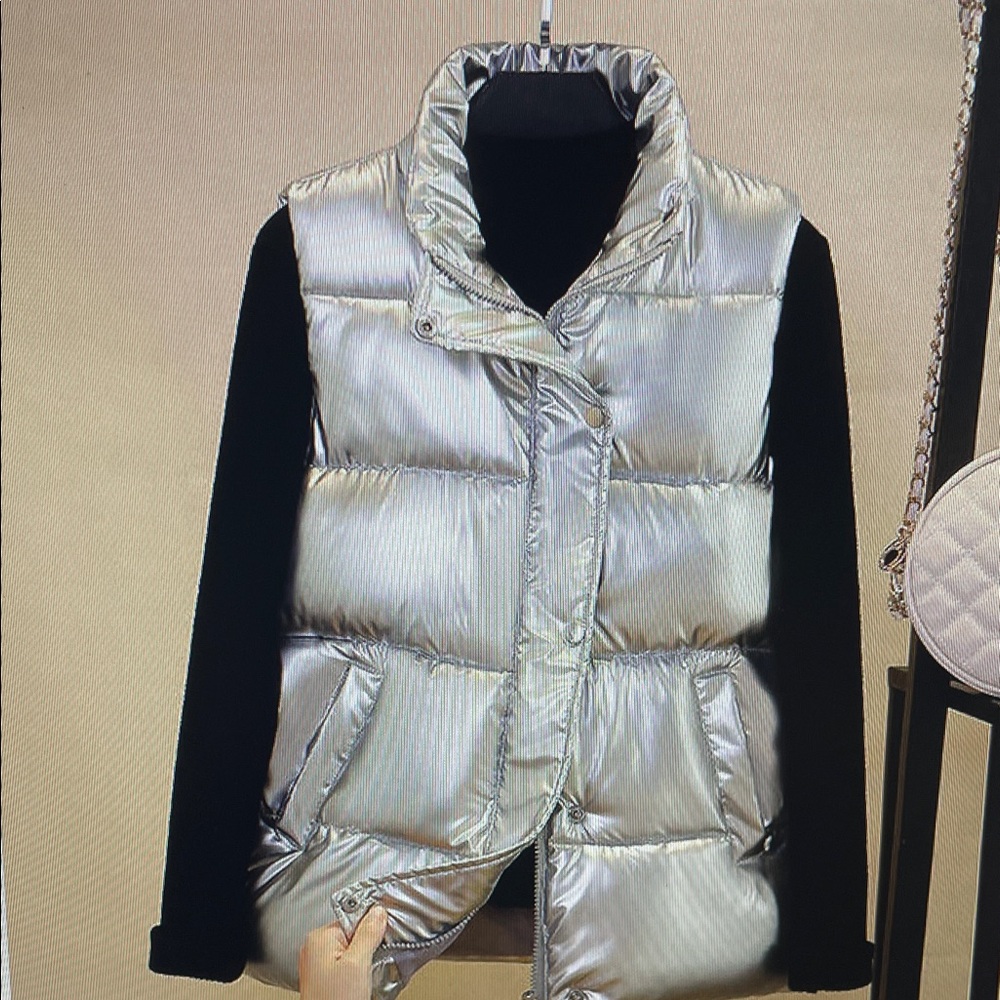 Silver Puffer Vest for Women